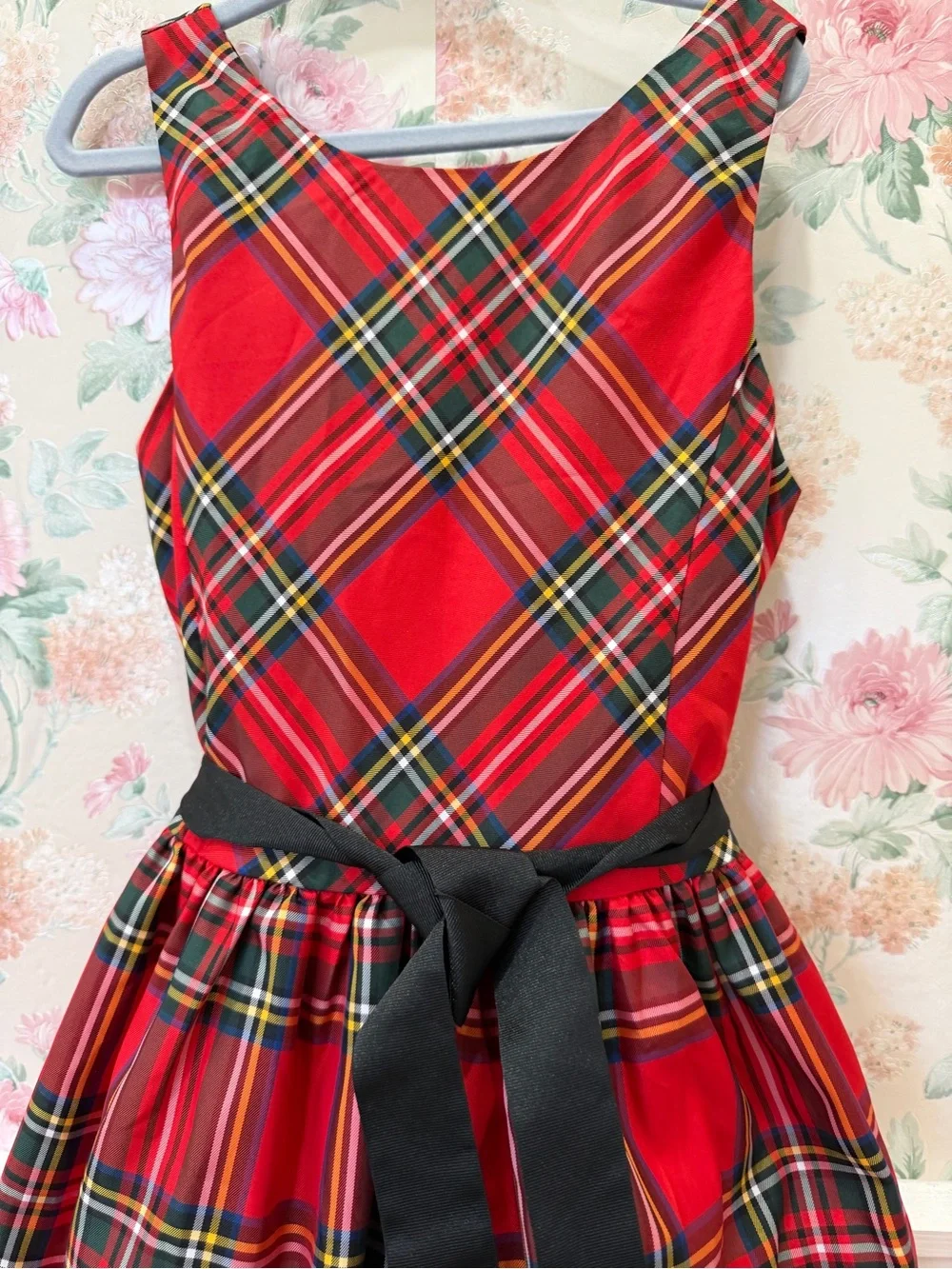 Ralph Lauren Red Tartan Plaid Dress with Black Sash